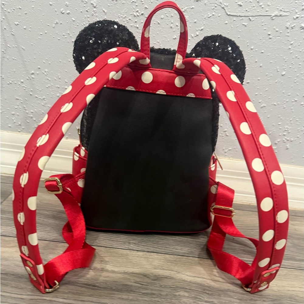 Loungefly Disney Minnie Mouse Sequin Polka Dot Mini Backpack - Picture 2 of 4